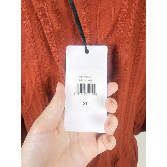 NWT-Luq XL Fall Aesthetic Boho Peasant Gypsy Flowing Hippy Orange Blouse - Picture 4 of 9